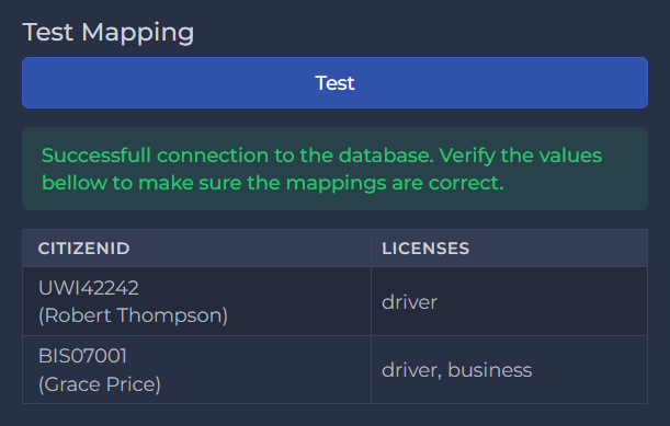 License Connection Test
